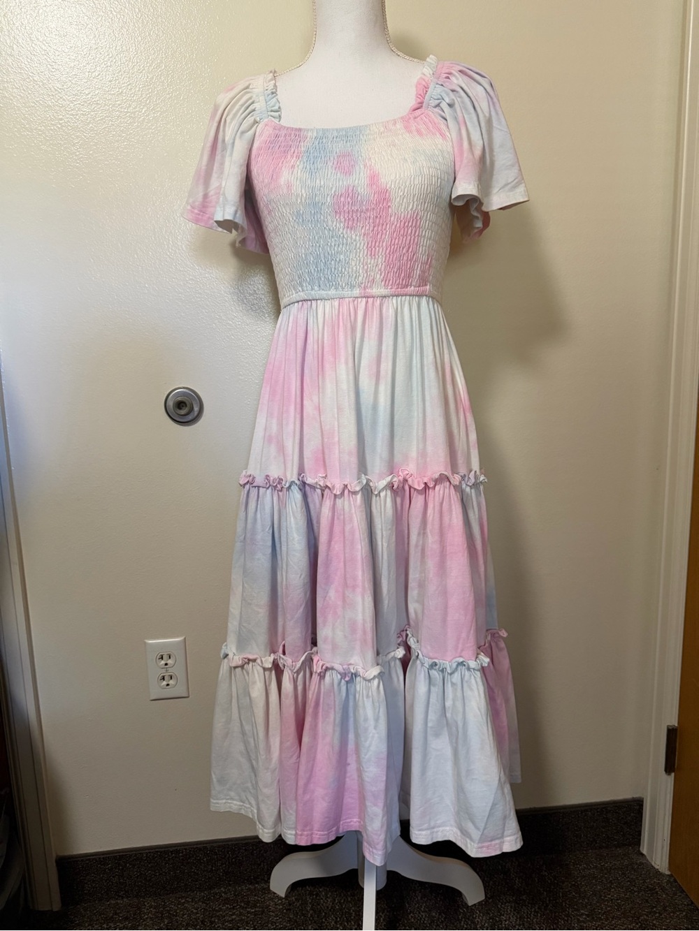 Ivy City Co Pastel Pink & Blue Tie-Dye Maxi Dress